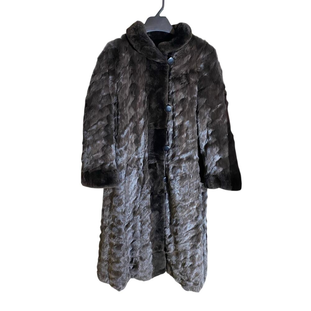Birger Christensen Dark Brown Fur Coat Womens Removable Liner Luxury Vintage